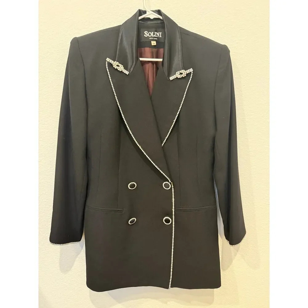 Vintage Solini‎ Black Blazer with Rhinestones 12